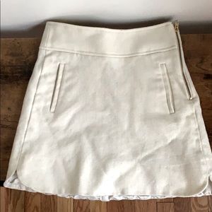 White wool mini skirt